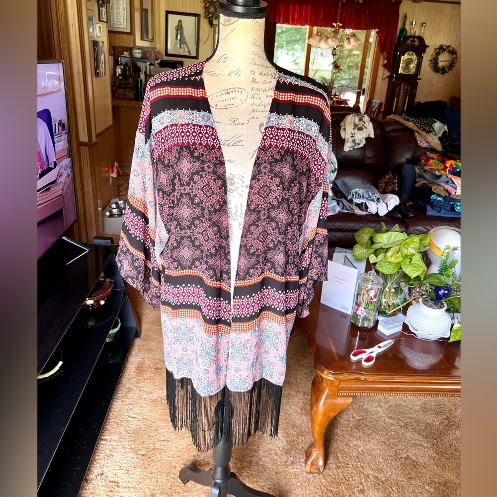 NWT Cato Sami & Jo plus size long fringe duster